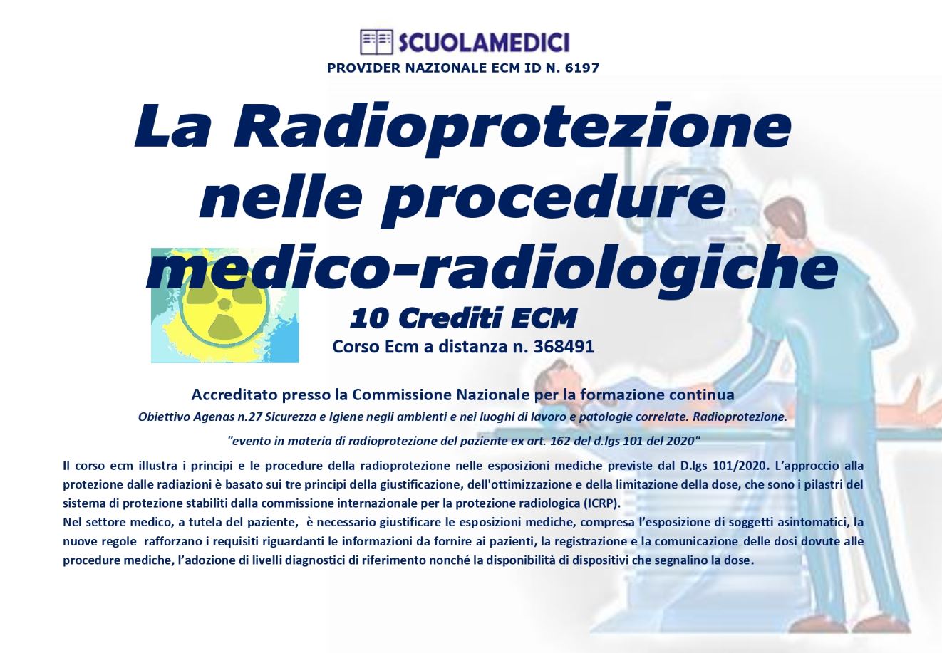 CORSO ECM per associati F.I.S.M.U.: “La Radioprotezione nelle procedure  medico-radiologiche”