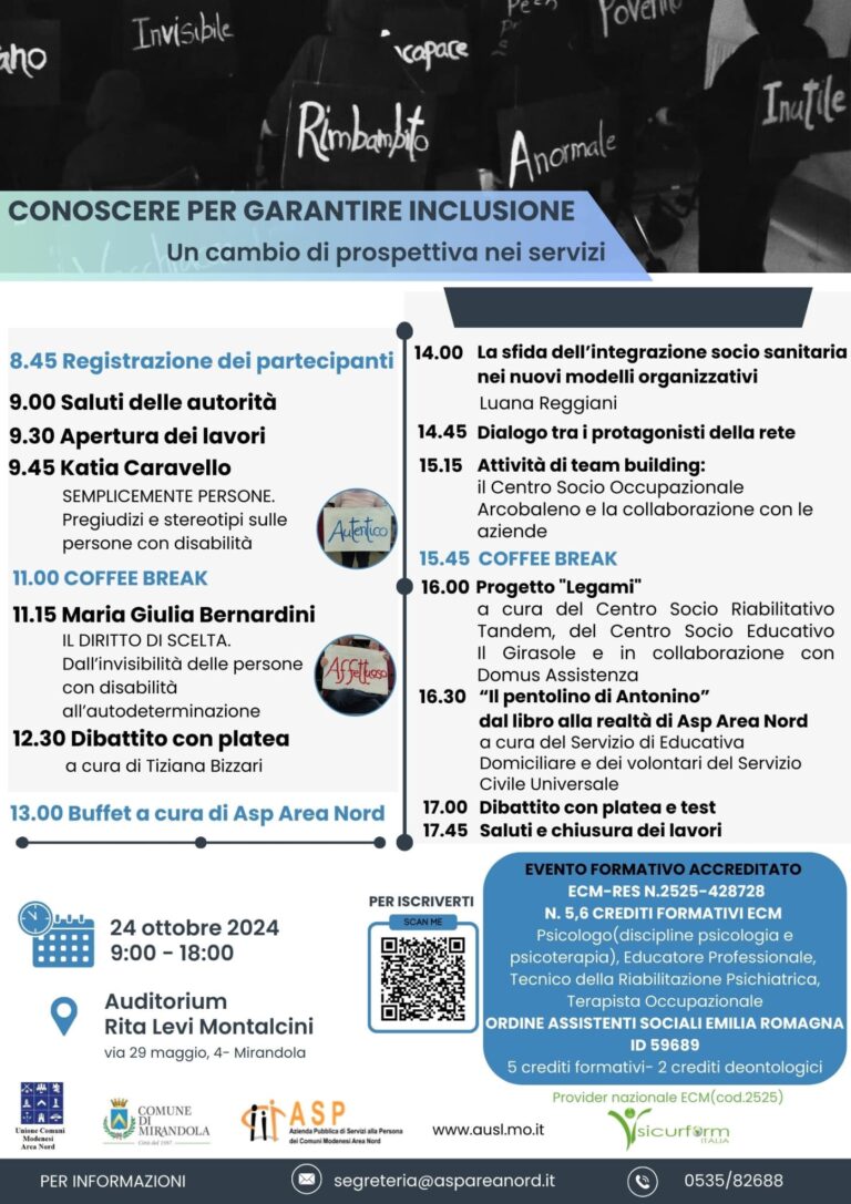 EVENTO ECM “Conoscere per Garantire Inclusione: un cambio di prospettiva nei servizi”