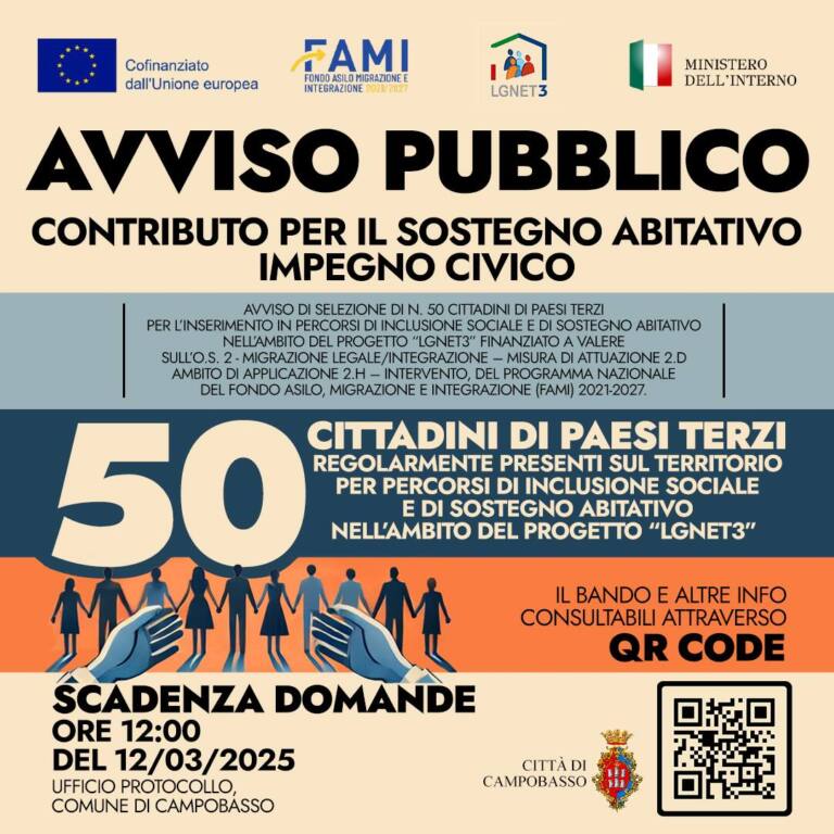 Progetto LGNET3: Al Via la Selezione di 50 Cittadini di Paesi Terzi per Percorsi di Inclusione e Sostegno Abitativo
