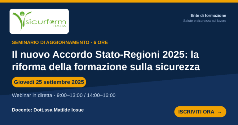 Il nuovo Accordo Stato-Regioni del 17 aprile 2025: la riforma della formazione per la salute e sicurezza sul lavoro